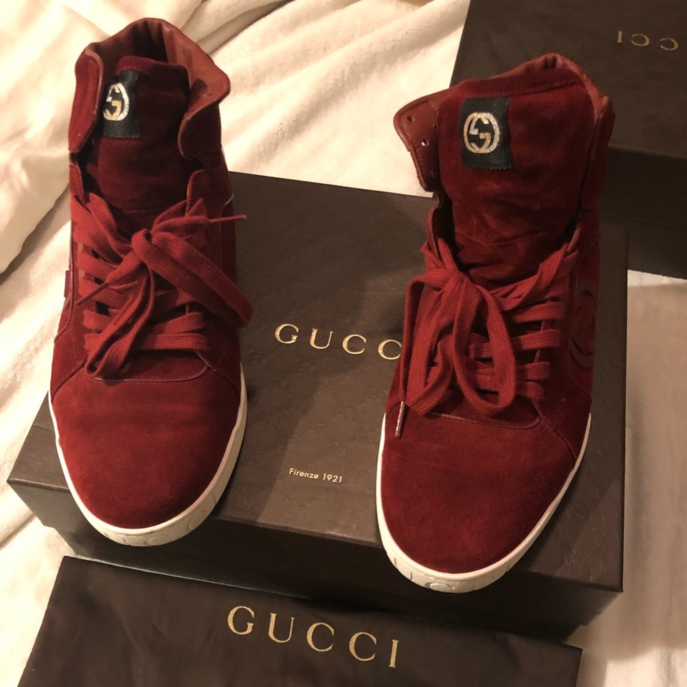 BURGUNDY GUCCI BOOTS SIZE 13